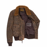 Men Usn Us Navy Aviator Air Forces G-1 Military Flight Bomber Distressed Brown Jacket